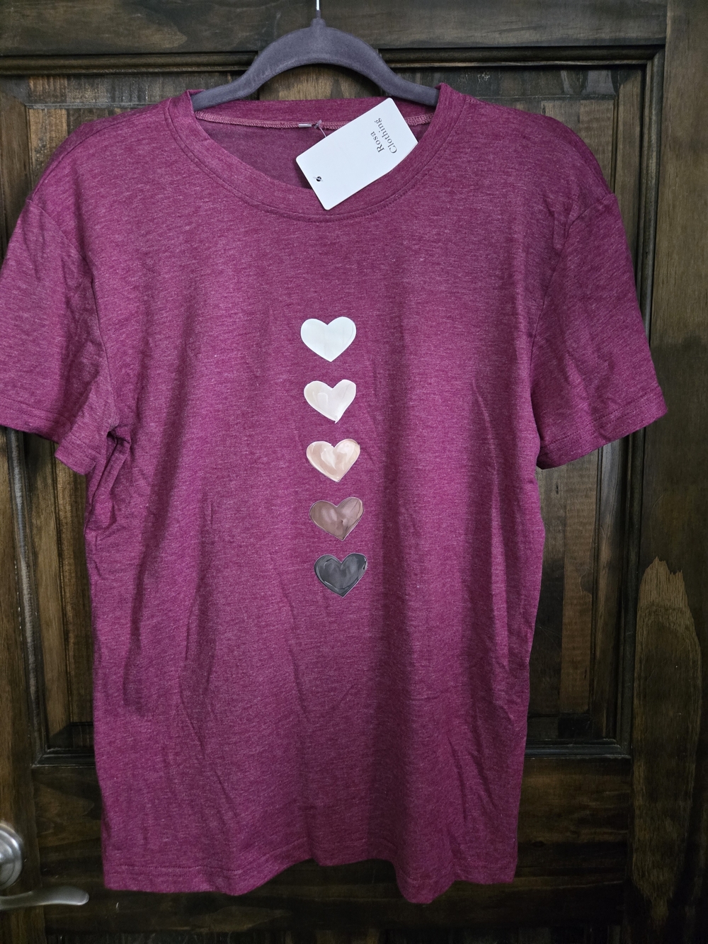 Women's Berry Short-Sleeve Tee with Heart Column